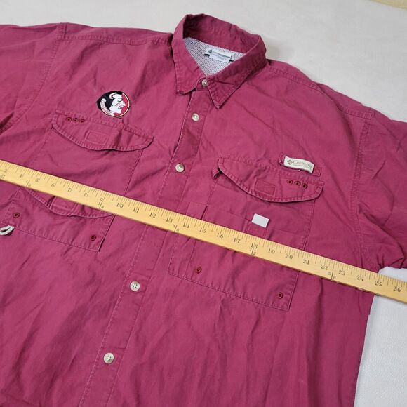 Columbia Mens FSU Seminoles Button Up Shirt Short Sleeve Vented Cotton Size L - Picture 6 of 9